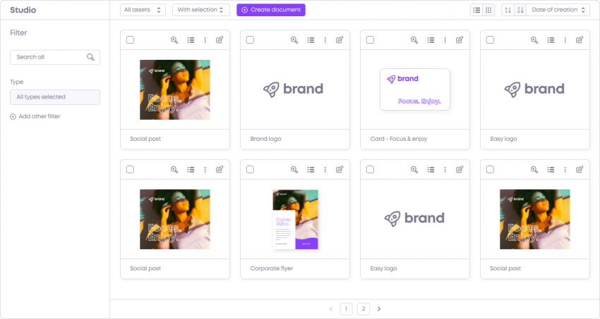 Create all content within your corporate identity in our brand portal studio.